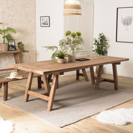 Table à manger rectangulaire en bois de pin recyclé SANDY
