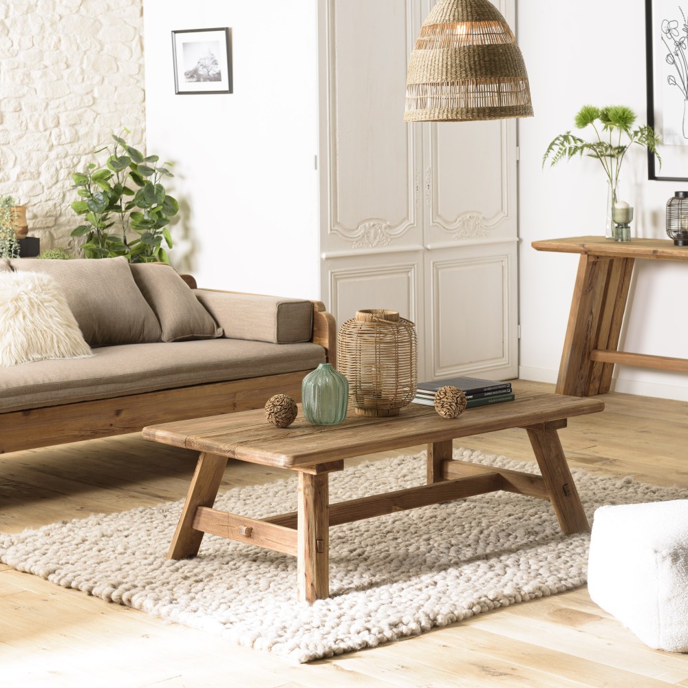 SANDY Rectangular Coffee Table 140x70cm - Recycled Pine Wood SANDY Rectangular Coffee Table 140x70cm - Recycled Pine Wood