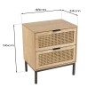 MARCEAU Bedside Table with 2 Drawers | Natural Cane & Black Metal