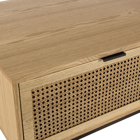 Table basse MARCEAU - 2 tiroirs cannage naturel