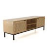 MARCEAU TV Stand with 2 Doors - Natural Cane and Black Metal Legs