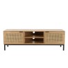 MARCEAU TV Stand with 2 Doors - Natural Cane and Black Metal Legs