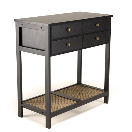 CHARLIE - Black Console Table with 4 Drawers and 1 Shelf