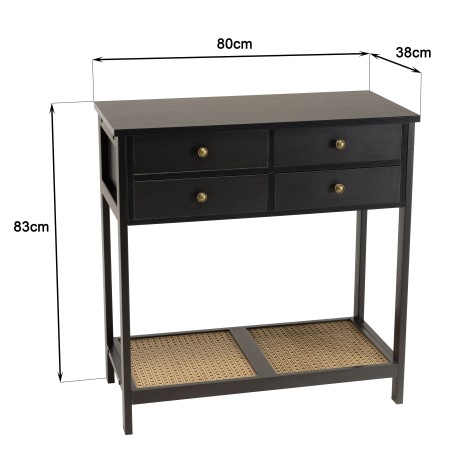 Console noire CHARLIE - 4 tiroirs et 1 étagère