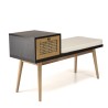 CHARLIE Brown Bench with Black Seat and Drawer - Stylish and Functional Furniture