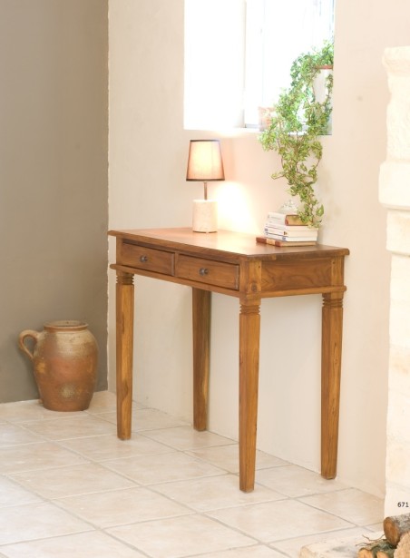 API Brown Teak Desk with 2 Drawers - Solid Teak Desk