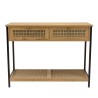 Console CHARLIE marron 2 tiroirs effet cannage