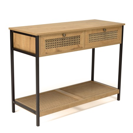 CHARLIE Brown Console Table with 2 Drawers and 1 Shelf | Trendy Design