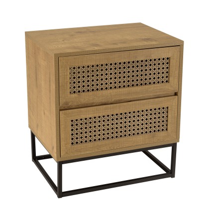 CHARLIE Brown Bedside Table with 2 Drawers - Trendy and Minimalist Design