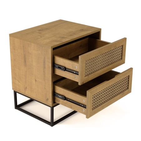 CHARLIE Brown Bedside Table with 2 Drawers - Trendy and Minimalist Design