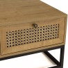 CHARLIE Brown Coffee Table with 4 Drawers - Cane Effect & Black Metal Legs