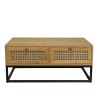 Table basse CHARLIE marron 4 tiroirs effet cannage