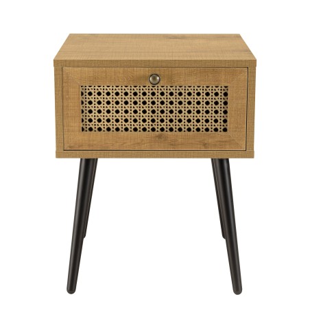 CHARLIE Brown Bedside Table with Cane Effect Drawer