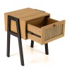 Chevet CHARLIE marron 1 tiroir effet cannage