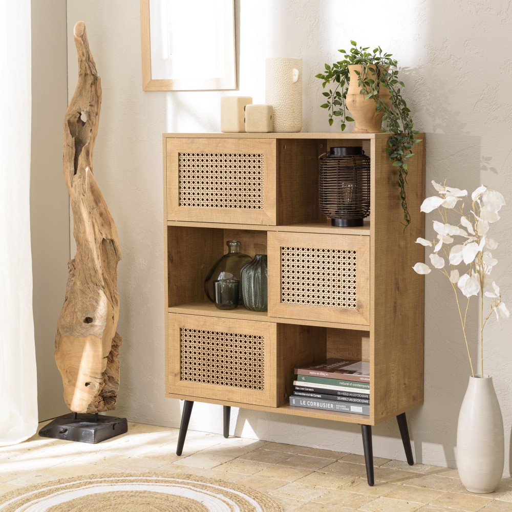 CHARLIE Brown Sideboard with 3 Compartments - Trendy Storage Solution CHARLIE Brown Sideboard with 3 Compartments - Trendy Storage Solution