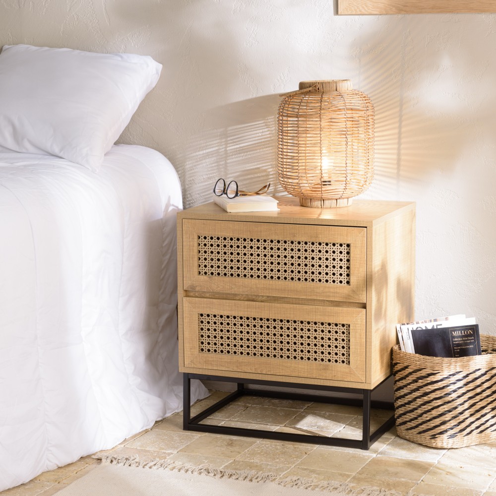 CHARLIE Brown Bedside Table with 2 Drawers - Trendy and Minimalist Design CHARLIE Brown Bedside Table with 2 Drawers - Trendy and Minimalist Design