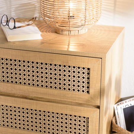 CHARLIE Brown Bedside Table with 2 Drawers - Trendy and Minimalist Design