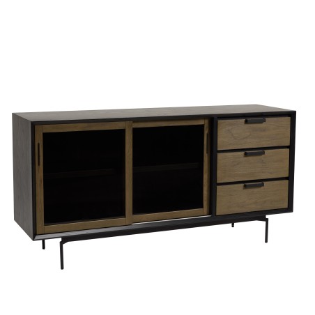 ALMA Brown/Black Sideboard with 2 Sliding Doors | Elegant Storage Solution