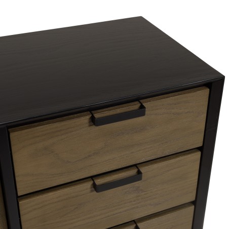 ALMA Brown/Black Sideboard with 2 Sliding Doors | Elegant Storage Solution