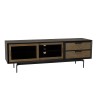 ALMA Brown/Black TV Stand with Sliding Glass Doors - Trendy and Functional