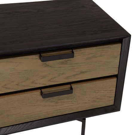 ALMA Brown/Black TV Stand with Sliding Glass Doors - Trendy and Functional