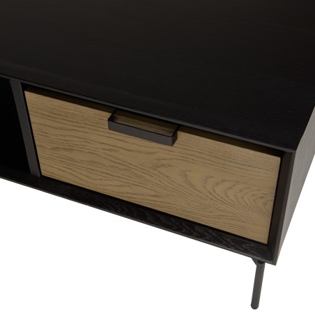 ALMA Black Coffee Table with 1 Niche and 2 Drawers