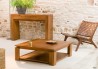 Table basse carrée marron teck 90x90cm