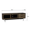 ALMA - Meuble TV marron/noir 2 portes coulissantes