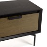 ALMA Black Bedside Table 1 Drawer Dark Brown Metal Legs