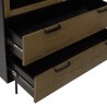 ALMA Brown and Black Bookcase with Sliding Glass Doors