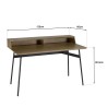 ALMA Dark Brown Desk with 2 Niches Black Metal Legs