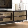 ALMA Brown/Black TV Stand with Sliding Glass Doors - Trendy and Functional