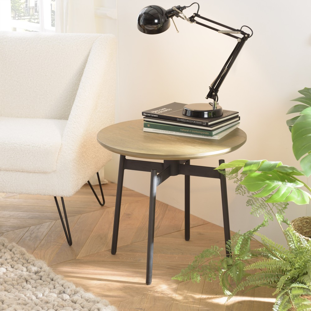 Table d'appoint ALMA ronde marron foncé 55x55cm Table d'appoint ALMA ronde marron foncé 55x55cm