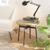 ALMA - Dark Brown Round Side Table 55x55cm with Black Metal Legs