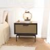 ALMA Black Bedside Table 1 Drawer Dark Brown Metal Legs
