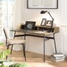 ALMA Dark Brown Desk with 2 Niches Black Metal Legs