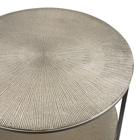 JOHAN Round Side Table 3 Tiers Silver Aluminium and Black Metal Legs