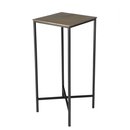 JOHAN Square Side Table Gold Aluminum and Black Metal Legs