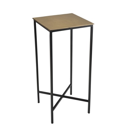 JOHAN Square Side Table Gold Aluminum and Black Metal Legs