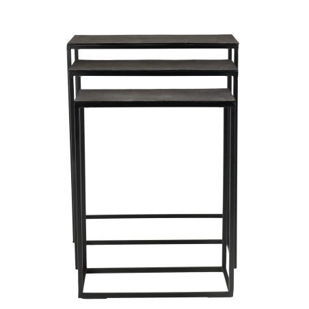 JOHAN - Set of 3 Rectangular Nesting Tables | Black Aluminum Metal Legs