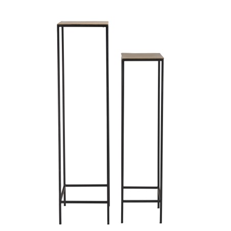 JOHAN Square Nesting Tables Set - Gold Aluminum & Black Metal Legs