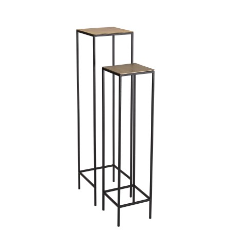 JOHAN Square Nesting Tables Set - Gold Aluminum & Black Metal Legs