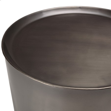 JOHAN - Set of 2 Round Side Tables in Anthracite Grey and Gold Metal