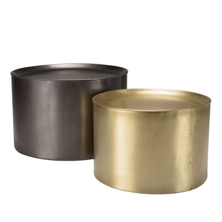 JOHAN - Set of 2 Round Side Tables in Anthracite Grey and Gold Metal