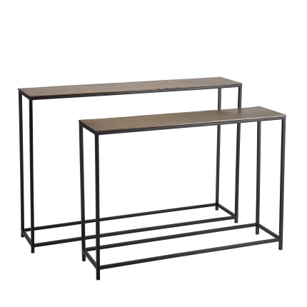 Set de 2 consoles gigognes JOHAN - Aluminium doré et noir