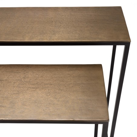 Set de 2 consoles gigognes JOHAN - Aluminium doré et noir