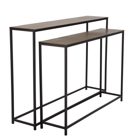 Set de 2 consoles gigognes JOHAN - Aluminium doré et noir