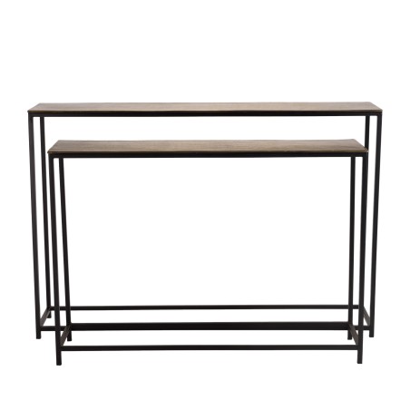JOHAN - Set of 2 Nesting Console Tables in Gold and Black Aluminium