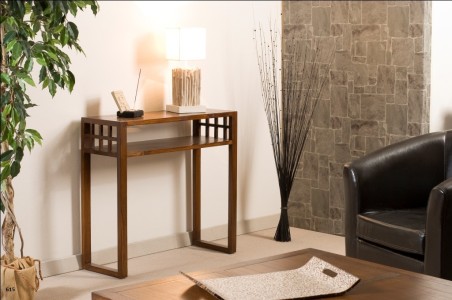 LAUREN Brown Rectangular Console Table - Modern Mindi Wood Furniture