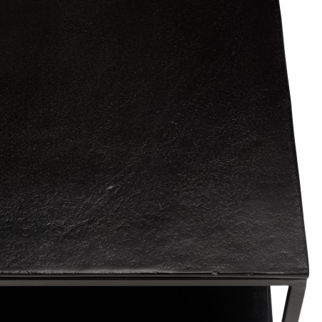 Table basse JOHAN double plateau 80x80cm noir